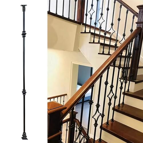 CXGFRGH Metallgeländerspindeln for den Innenbereich, Höhe 95 cm, Treppengeländerpfosten mit Schuhen und Schrauben(Style 2,10 Packs) von CXGFRGH