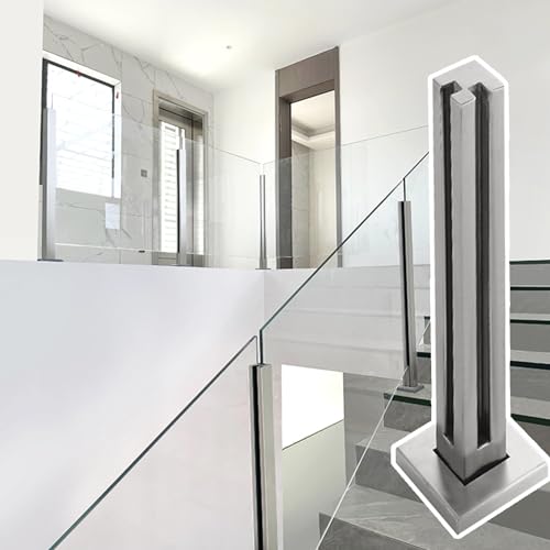 CXGFRGH Montagehalterungen for Glasplatten aus Edelstahl, Innenschlitze, Treppengeländer, Glasgeländerpfosten(Brushed Corner,85cm(33 1/2")) von CXGFRGH