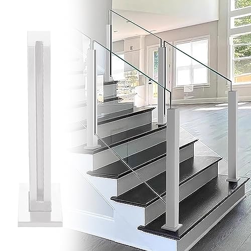 CXGFRGH Säule des Treppengeländersystems aus Glas, Glasgeländerpfostenklemme aus Edelstahl 304 mit U-Kanal(White end Post,60cm(23 5/8")) von CXGFRGH