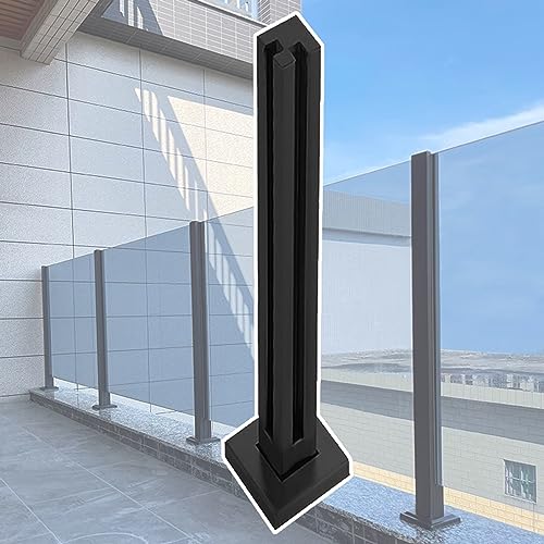 CXGFRGH Schwarzer Glas-Balustradenpfosten for Balkongeländer, Metall-Geländerstangen-Glasklemmen-Set(Black Corner Post,90cm(35 3/8")) von CXGFRGH
