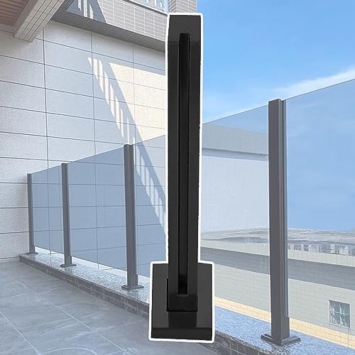 CXGFRGH Schwarzer Glas-Balustradenpfosten for Balkongeländer, Metall-Geländerstangen-Glasklemmen-Set(Black end Post,130cm(51 1/8")) von CXGFRGH