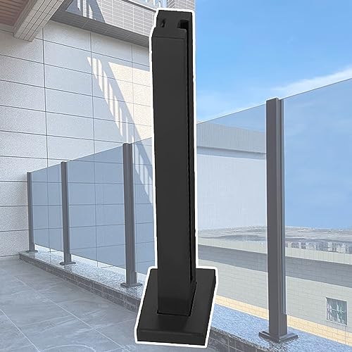CXGFRGH Schwarzer Glas-Balustradenpfosten for Balkongeländer, Metall-Geländerstangen-Glasklemmen-Set(Black mid Post,60cm(23 5/8")) von CXGFRGH