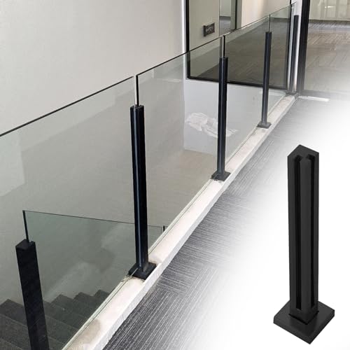CXGFRGH Treppen Glasgeländer System Hardware, Rahmenlose Baluster Deck Zaun Trennwand Säule Edelstahl(Black Corner Post,60cm(23 5/8")) von CXGFRGH