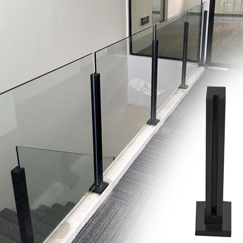 CXGFRGH Treppen Glasgeländer System Hardware, Rahmenlose Baluster Deck Zaun Trennwand Säule Edelstahl(Black end Post,90cm(35 3/8")) von CXGFRGH