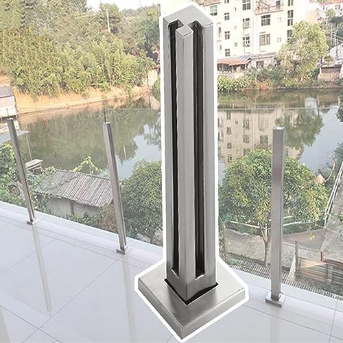 CXGFRGH Treppengeländer aus gebürstetem Edelstahl for den Innenbereich, Glassäulenklemmen for den Außenterrassenbalkon(Brushed Corner,110cm(43 1/4")) von CXGFRGH