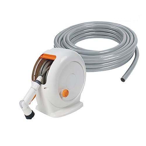CXGFRGH Wasserschlauchaufbewahrung， Tragbarer Schlauchaufroller mit 20 m Langen Schläuchen, Verstellbarer Sprühdüse, kompakt und leicht for Bewässern von Gartentöpfen und Balkonen(Orange) von CXGFRGH