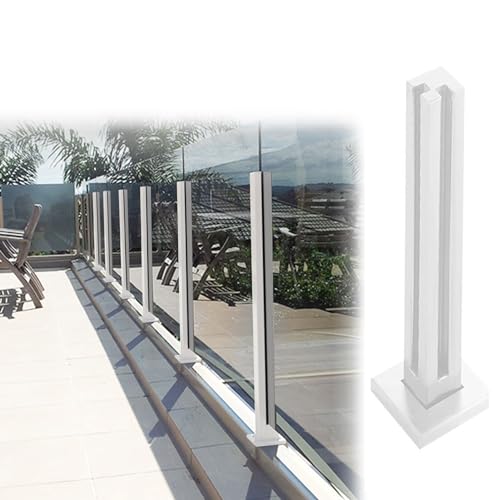 CXGFRGH Weiße Treppen-Handlaufsäule aus Glas, quadratische Stützsäule aus Glasplatte for die Veranda auf der Terrasse(White Corner Post,115cm(45 1/4")) von CXGFRGH