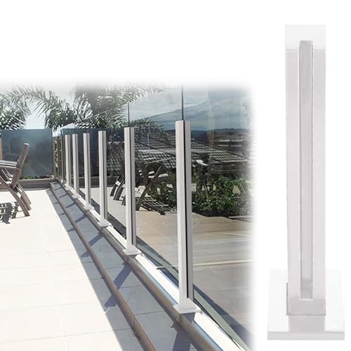 CXGFRGH Weiße Treppen-Handlaufsäule aus Glas, quadratische Stützsäule aus Glasplatte for die Veranda auf der Terrasse(White end Post,150cm(59")) von CXGFRGH