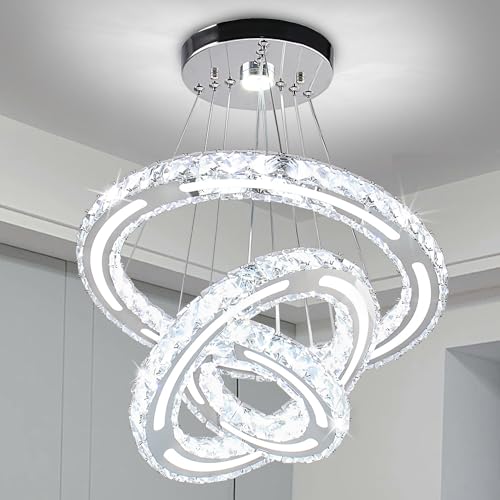 CXGLEAMING Moderne Kronleuchter LED Kristall Deckenleuchten DIY 3-Ring Kristall Hängelampe Höhenverstellbar Hängeleuchten Rund Pendelleuchte für Schlafzimmer Wohnzimmer Küche CXGLEAMING Moderne Kronleuchter LED Kristall Deckenleuchten DIY 3-Ring Kristall Hängelampe Höhenverstellbar Hängeleuchten Rund Pendelleuchte für Schlafzimmer Wohnzimmer Küche von CXGLEAMING