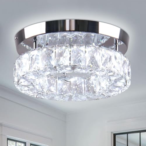 CXGLEAMING Deckenlampe Led Deckenleuchte Kristall Kronleuchter 16W 6500K 1280lm Geeignet für Wohnzimmer, Schlafzimmer, Küche, Balkon, Keller und Büro 25cm Deckensockel（Weißes Licht） von CXGLEAMING