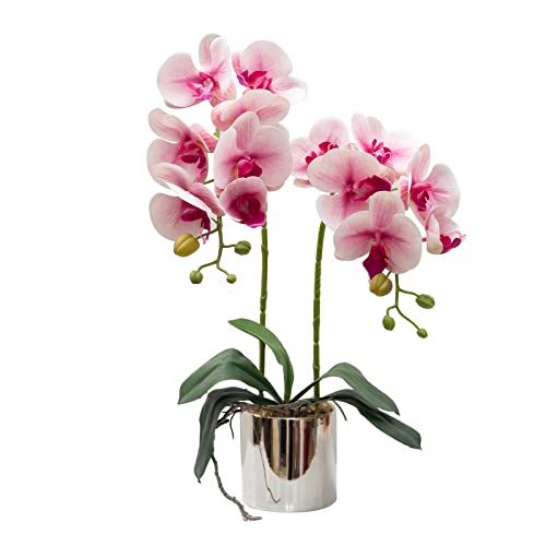Künstliche Orchideen, Hellrosa, mit Keramikvase, lebendige künstliche Phalaenopsis-Blumenarrangement, wunderschöne künstliche Pflanzen für Hochzeit, Party, Ausstellung, Zentrum, Heimdekoration von CXGS