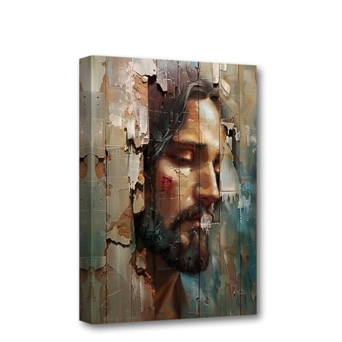 CXHOSTENT Jesus-Leinwand-Kunst Katholische Bilder Druck Christliches Spirituelles Poster Büro Kirche Gebetsraum Dekor Rahmen (Jesus - 1, 30.00 x 45.00 cms) von CXHOSTENT