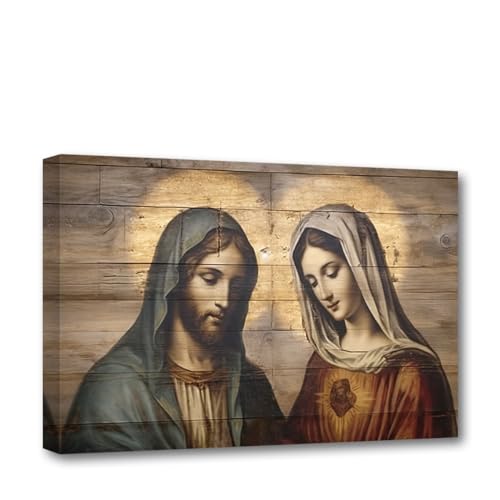 CXHOSTENT Jungfrau Maria und Jesus Leinwand-Wandkunst Katholische Bilder Christliches Spirituelles Poster Büro Kirche Dekor Rahmen (Jesus - 3, 70.00 x 105.00 cms) von CXHOSTENT