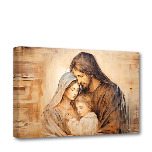 CXHOSTENT Katholische Leinwand-Wandkunst Jungfrau Maria und Jesus und Mädchen Bild Druck Christliches Spirituelles Poster Dekor Rahmen (Jesus - 2, 50.00 x 75.00 cms) von CXHOSTENT