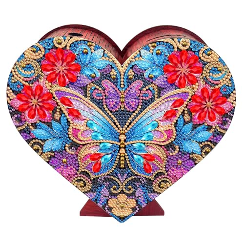 CXINLky 5D Diamond Art Painting Spardose, Diamand Art Painting Herzform Sparbüchse aus Holz Fortune Box Ankreuzen Sparbox Geldsparbox Cash Box-08-Schmetterling CXINLky 5D Diamond Art Painting Spardose, Diamand Art Painting Herzform Sparbüchse aus Holz Fortune Box Ankreuzen Sparbox Geldsparbox Cash Box-08-Schmetterling von CXINLky