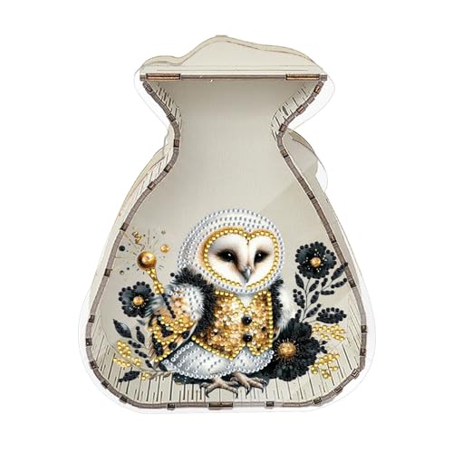 CXINLky 5D Diamond Art Painting Spardose, Diamand Art Sparbüchse mit Transparente Platte, Fortune Box Sparbox Geldsparbox Cash Box-06-Eule von CXINLky