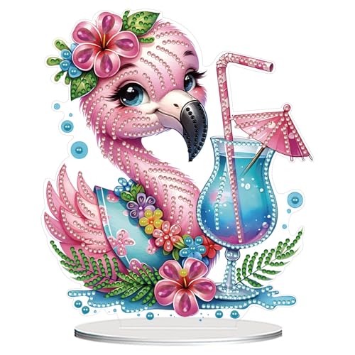 CXINLky DIY Diamond Art Painting Flamingo Tisch Deko, 5D Diamant Painting Sommer Urlaub Tier Tischdeko Heimdekoration Schreibtisch-Ornamente-01-Flamingo von CXINLky
