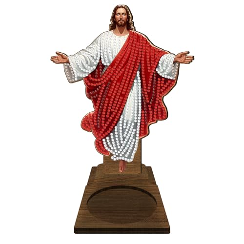 CXINLky DIY Diamond Art Painting Kerzenständer Tisch Deko, 5D Unregelmäßige Form Diamant Painting Kerzenständer Aus Holz, Diamant Malerei Weihnachts Ornamente Set-08-Jesus von CXINLky