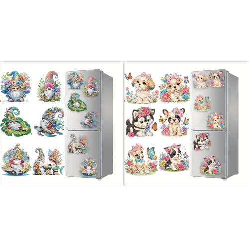 CXINLky DIY Diamond Art Painting Kühlschrankmagnete, Kreatives Diamand Art Tier Magnete Kits Home Dekoration für Kühlschrank, Magnettafel, Pinnwand, Whiteboard (2 Stuck-A) von CXINLky
