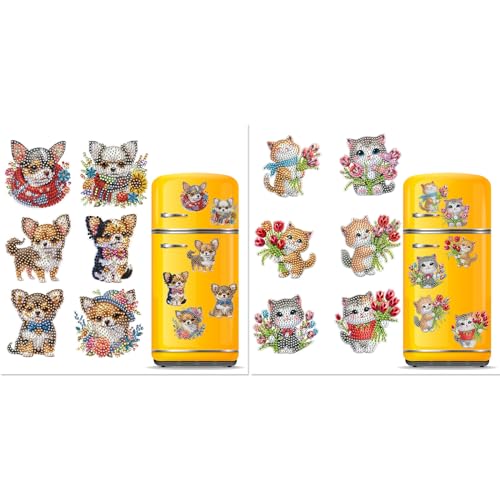 CXINLky DIY Diamond Art Painting Kühlschrankmagnete,5D Kreatives Diamant Malerei Kühlschrank Magnete Kits Home Dekoration für Kühlschrank, Magnettafel, Whiteboard, Pinnwand-2 Stuck-A von CXINLky