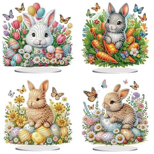 CXINLky DIY Diamond Art Painting Ostern Tisch Deko, 5D Diamant Painting Osterhase Tischdeko, Ostern Diamant Malerei Stehend Kunst Set Ostern Geschenke Handgemachte Dekorative-4PCS-B CXINLky DIY Diamond Art Painting Ostern Tisch Deko, 5D Diamant Painting Osterhase Tischdeko, Ostern Diamant Malerei Stehend Kunst Set Ostern Geschenke Handgemachte Dekorative-4PCS-B von CXINLky