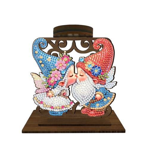 CXINLky DIY Diamond Art Painting Tier Kerzenständer Tisch Deko, Unregelmäßige Form 5D Diamant Painting Tier Kerzenständer Aus Holz, Diamant Malerei Weihnachts Ornamente Set-03-Koboldkuss von CXINLky