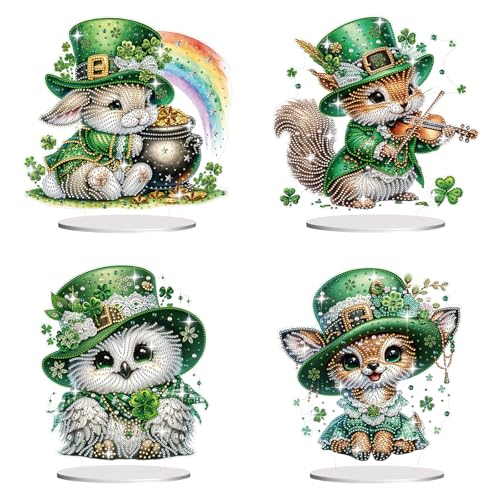 CXINLky DIY Diamond Art Painting Tisch Deko, 5D Diamant Art Painting St. Patrick'S Day Tier Tischdeko, Diamant Malerei Stehend Kunst Set, Geschenke Handgemachte Dekorative-4 Stuck-C CXINLky DIY Diamond Art Painting Tisch Deko, 5D Diamant Art Painting St. Patrick'S Day Tier Tischdeko, Diamant Malerei Stehend Kunst Set, Geschenke Handgemachte Dekorative-4 Stuck-C von CXINLky