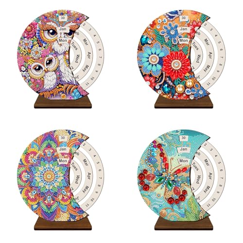 CXINLky DIY Diamond Art Painting Tisch Deko, 5D Diamant Painting Drehbare Kalenderornamente Aus Holz, Diamant Malerei Stehend Kunst Set, Geschenke Für Anfänger Zuhause Dekoration-4 Stuck-E CXINLky DIY Diamond Art Painting Tisch Deko, 5D Diamant Painting Drehbare Kalenderornamente Aus Holz, Diamant Malerei Stehend Kunst Set, Geschenke Für Anfänger Zuhause Dekoration-4 Stuck-E von CXINLky