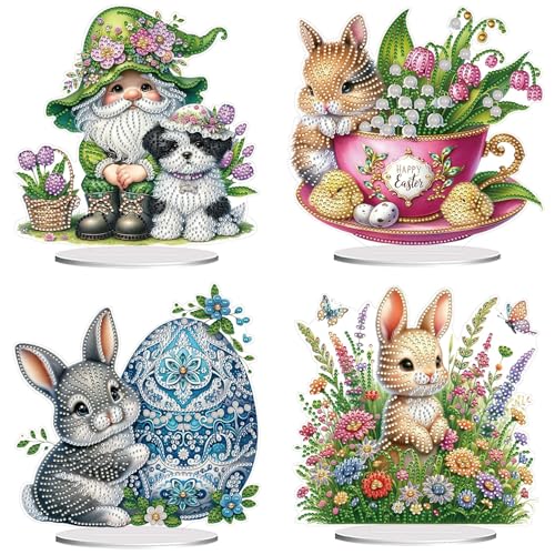CXINLky DIY Diamond Art Painting Tisch Deko, 5D Diamant Painting Ostern Tischdeko, Ostern Zwerg Osterhase Diamant Malerei Stehend Kunst Set für Hausgeschenk Deko-4 Stuck-B CXINLky DIY Diamond Art Painting Tisch Deko, 5D Diamant Painting Ostern Tischdeko, Ostern Zwerg Osterhase Diamant Malerei Stehend Kunst Set für Hausgeschenk Deko-4 Stuck-B von CXINLky