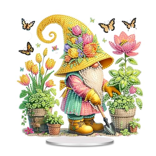 CXINLky DIY Diamond Art Painting Tisch Deko, 5D Diamant Painting Valentinstag Tischdeko, Kreativ Diamant Malerei Stehend Zwerg Kunst Set für Anfänger Hausgeschenk Deko-07-Kobold-Gärtner von CXINLky