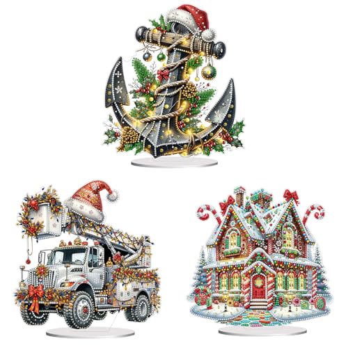 CXINLky DIY Diamond Art Painting Tisch Deko, 5D Diamant Painting Weihnachten Tischdeko, Diamant Malerei Stehend Kunst Set, Ornamente Geschenke für Zuhause Büro Dekoration-3 Stuck-B CXINLky DIY Diamond Art Painting Tisch Deko, 5D Diamant Painting Weihnachten Tischdeko, Diamant Malerei Stehend Kunst Set, Ornamente Geschenke für Zuhause Büro Dekoration-3 Stuck-B von CXINLky