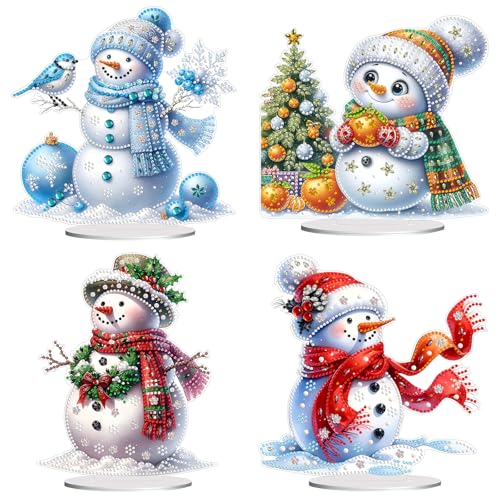CXINLky DIY Diamond Art Painting Tisch Deko, 5D Weihnachts Diamant Art Painting Schneemann Tischdeko, Diamant Malerei Stehend Kunst Set für Anfänger Hausgeschenk Deko-4 Stuck-C CXINLky DIY Diamond Art Painting Tisch Deko, 5D Weihnachts Diamant Art Painting Schneemann Tischdeko, Diamant Malerei Stehend Kunst Set für Anfänger Hausgeschenk Deko-4 Stuck-C von CXINLky