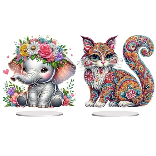 CXINLky DIY Diamond Art Painting Tisch Deko, Exquisit 5D Diamant Painting Tischdeko, Diamant Malerei Stehend Kunst Set für Anfänger Hausgeschenk Deko-2 Stuck-A von CXINLky