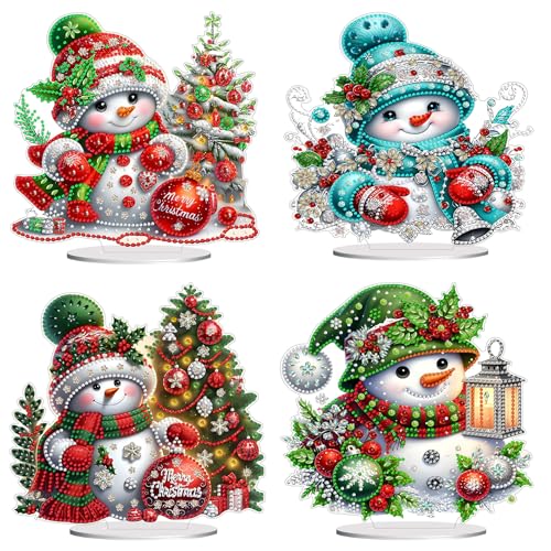CXINLky DIY Diamond Art Painting Tisch Deko, Weihnachts 5D Diamant Art Painting Weihnachts Schneemann Tischdeko, Diamant Malerei Stehend Kunst Set für Anfänger Hausgeschenk Deko-4 Stuck-B CXINLky DIY Diamond Art Painting Tisch Deko, Weihnachts 5D Diamant Art Painting Weihnachts Schneemann Tischdeko, Diamant Malerei Stehend Kunst Set für Anfänger Hausgeschenk Deko-4 Stuck-B von CXINLky