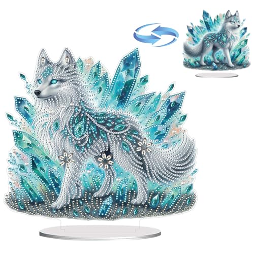 CXINLky DIY Diamond Art Painting Tisch Deko Tier, 5D Diamant Painting Tier Tischdeko, Diamant Malerei Stehend Kunst Set für Anfänger Hausgeschenk Deko-03-Wolf von CXINLky