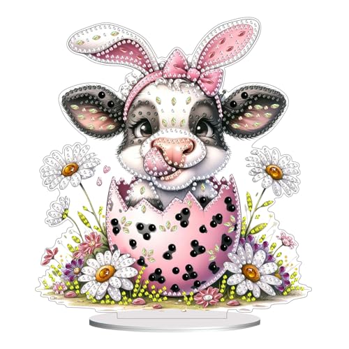 CXINLky DIY Diamond Art Painting Tisch Frühling Tier Deko, 5D Frühling Diamant Art Painting Tier Tischdeko, Diamond Art Bunt Tier Ornamente Handgemachte Dekorative Ornamente-11-Kuh von CXINLky