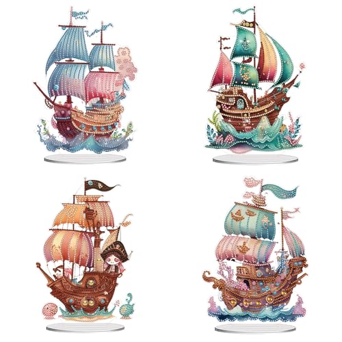 CXINLky DIY Diamond Art Painting Tisch Segelboot Deko, 5D Diamand Art Segelboot Tischdeko, Diamant Malerei Stehend Kunst Set, Ornamente Geschenke Handgemachte Dekorative-4 Stuck-C CXINLky DIY Diamond Art Painting Tisch Segelboot Deko, 5D Diamand Art Segelboot Tischdeko, Diamant Malerei Stehend Kunst Set, Ornamente Geschenke Handgemachte Dekorative-4 Stuck-C von CXINLky