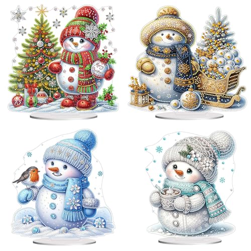 CXINLky DIY Diamond Art Painting Tisch Weihnachten Deko, 5D Diamant Painting Schneemann Tischdeko, Diamant Malerei Stehend Kunst Set, Geschenke für Büro Dekoration-4 Stuck-C CXINLky DIY Diamond Art Painting Tisch Weihnachten Deko, 5D Diamant Painting Schneemann Tischdeko, Diamant Malerei Stehend Kunst Set, Geschenke für Büro Dekoration-4 Stuck-C von CXINLky
