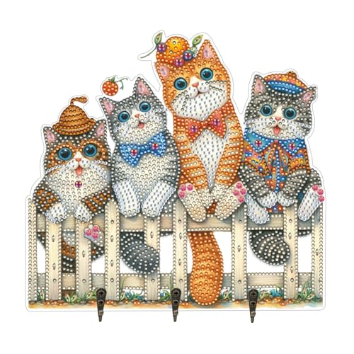 CXINLky DIY Diamond Art Painting Türhaken mit 3 Haken, Diamand Art Painting Katze Haken ohne Bohren Geeignet für Kleidung, Hüte, Schlüssel usw-04-Katze CXINLky DIY Diamond Art Painting Türhaken mit 3 Haken, Diamand Art Painting Katze Haken ohne Bohren Geeignet für Kleidung, Hüte, Schlüssel usw-04-Katze von CXINLky