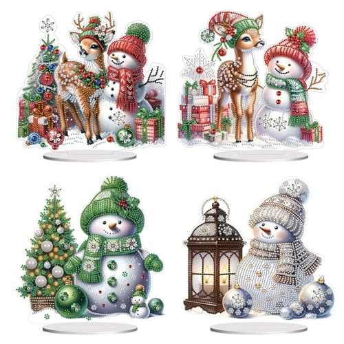 CXINLky DIY Diamond Art Painting Weihnachten Tisch Deko, 5D Diamant Painting Weihnachten Tischdeko, Diamant Malerei Stehend Kunst Set für Anfänger Hausgeschenk Deko-4 Stuck-I CXINLky DIY Diamond Art Painting Weihnachten Tisch Deko, 5D Diamant Painting Weihnachten Tischdeko, Diamant Malerei Stehend Kunst Set für Anfänger Hausgeschenk Deko-4 Stuck-I von CXINLky