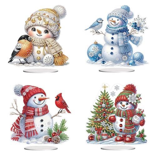CXINLky DIY Diamond Art Painting Weihnachts Tisch Deko, 5D Diamant Art Painting Schneemann Tischdeko, Diamant Malerei Stehend Kunst Set für Anfänger Hausgeschenk Deko-4 Stuck-C CXINLky DIY Diamond Art Painting Weihnachts Tisch Deko, 5D Diamant Art Painting Schneemann Tischdeko, Diamant Malerei Stehend Kunst Set für Anfänger Hausgeschenk Deko-4 Stuck-C von CXINLky