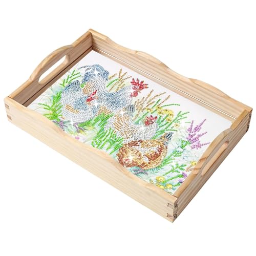 CXINLky DIY Diamond Painting Serviertablett, Frühstückstablett Serviertablett mit Griffen, Diamand Malerei Crystal Art Holztablett Küchentablett 5D Diamond Painting Tablett-04-Huhn CXINLky DIY Diamond Painting Serviertablett, Frühstückstablett Serviertablett mit Griffen, Diamand Malerei Crystal Art Holztablett Küchentablett 5D Diamond Painting Tablett-04-Huhn von CXINLky