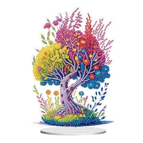 CXINLky DIY Diamond Painting Tisch Deko, 5D Diamant Painting Tischdeko, 2024 Neu Diamant Malerei Stehend Kunst Set für Anfänger Hausgeschenk Deko-01-Bunter Baum von CXINLky