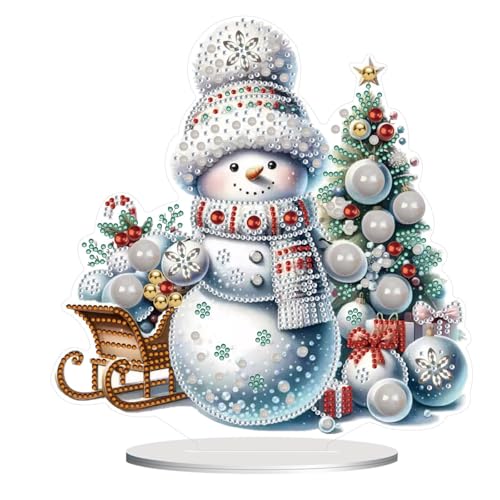 CXINLky DIY Diamond Painting Weihnachten Tisch Deko, 5D Diamant Painting Weihnachten Tischdeko, Diamant Malerei Stehend Kunst Set für Anfänger Hausgeschenk Deko-14-Schneemann von CXINLky