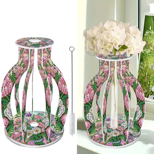 CXINLky Diamond Art Painting Blumenvase, Kreativ Diamond Art Mandala Reagenzgläser mit Bürste, Reagenzglas Vase für Hydrokultur Pflanzen, Tisch Hause Büro Wohnzimmer Deko-13-Blume von CXINLky