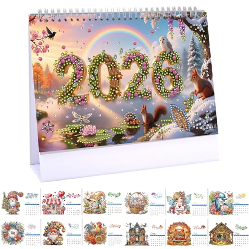 CXINLky Diamond Art Painting Tischkalender 2026, Diamond Art Weihnachten Schreibtisch Kalender mit Aufsteller, Tischkalender mit To-Do-Liste auf der Rückseite-18-Berghörnchen CXINLky Diamond Art Painting Tischkalender 2026, Diamond Art Weihnachten Schreibtisch Kalender mit Aufsteller, Tischkalender mit To-Do-Liste auf der Rückseite-18-Berghörnchen von CXINLky