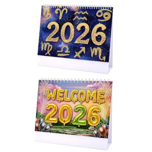 CXINLky Diamond Art Painting Tischkalender 2026, Diamond Art Weihnachten Schreibtisch Kalender mit Aufsteller, Tischkalender mit To-Do-Liste auf der Rückseite-2 Stuck-K CXINLky Diamond Art Painting Tischkalender 2026, Diamond Art Weihnachten Schreibtisch Kalender mit Aufsteller, Tischkalender mit To-Do-Liste auf der Rückseite-2 Stuck-K von CXINLky