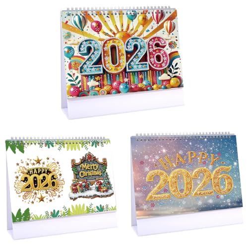 CXINLky Diamond Art Painting Tischkalender 2026, Diamond Art Weihnachten Schreibtisch Kalender mit Aufsteller, Tischkalender mit To-Do-Liste auf der Rückseite-3 Stuck-B CXINLky Diamond Art Painting Tischkalender 2026, Diamond Art Weihnachten Schreibtisch Kalender mit Aufsteller, Tischkalender mit To-Do-Liste auf der Rückseite-3 Stuck-B von CXINLky