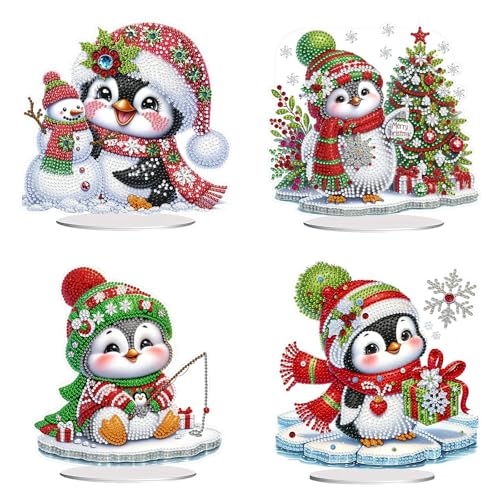CXINLky Diamond Art Painting Weihnachten Tisch Deko, 5D Diamant Art Pinguin Schneemann Tischdeko für Weihnachten Hausgeschenk Deko-4 Stuck-C CXINLky Diamond Art Painting Weihnachten Tisch Deko, 5D Diamant Art Pinguin Schneemann Tischdeko für Weihnachten Hausgeschenk Deko-4 Stuck-C von CXINLky