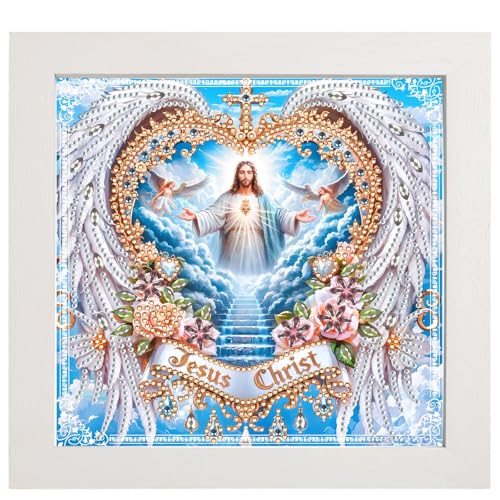 CXINLky Diamond Art Painting mit Fotorahmen, Kreativ 5D DIY Diamond Art Weihnachten Set, Diamant Art Painting Unsere Liebe Frau Bilder Arts Craft für Home Wand Decor-03-Jesus Engel von CXINLky